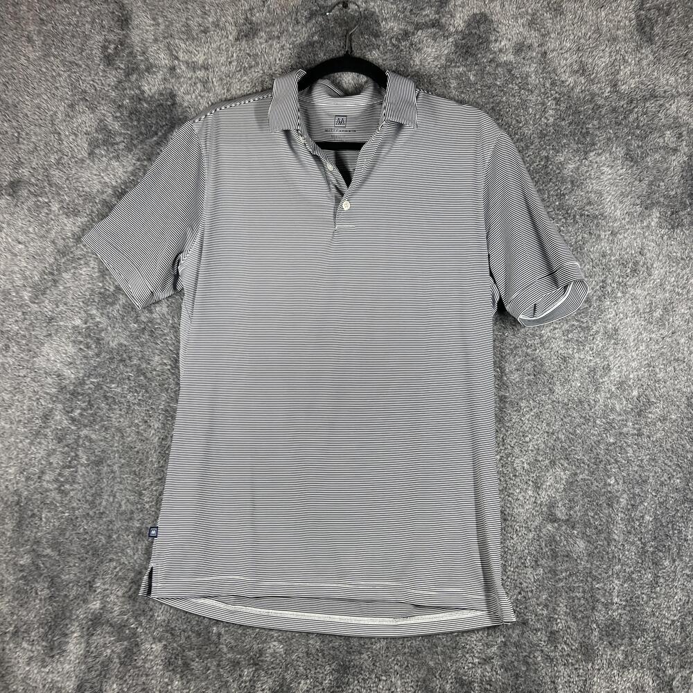 Mizzen+Main Polo Shirt Mens M Blue Striped Performance Golf Moisture Wicking
